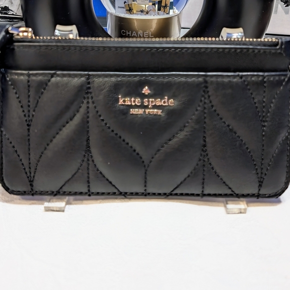 Kate Spade Black Leather Briar Lane Quilted Large Slim Card Holder/ Wallet - Picture 2 of 6